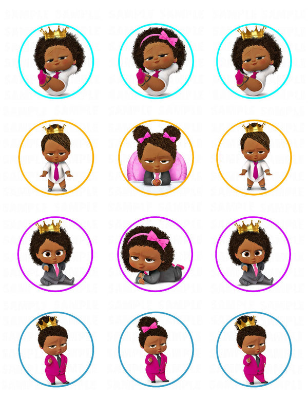 African American Girl Edible Cupcake Toppers