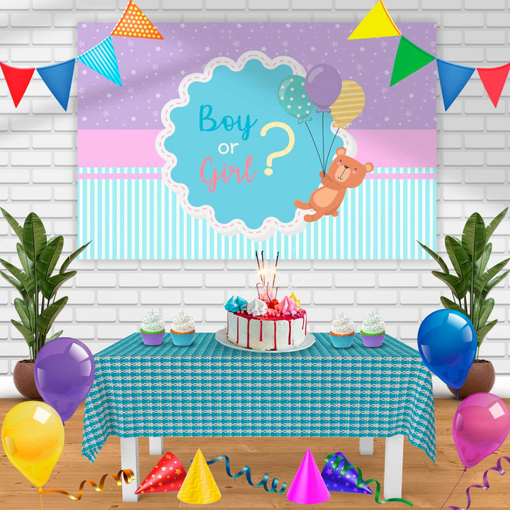 Boy Or Girl Reveal Party Cake Topper Birthday Banner Personalized Party Backdrop Decoration