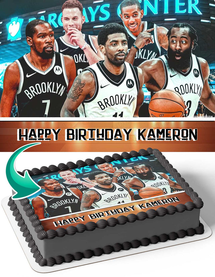 Brooklyn Nets Kevin Durant Kyrie Irving James Harden Edible Cake Toppers –  Ediblecakeimage