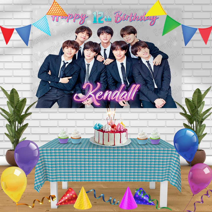 BTS Birthday Banner Personalized Party Backdrop Decoration