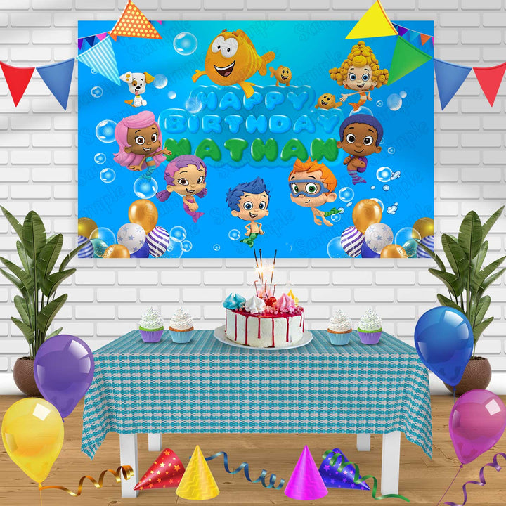 Bubble Guppies 1 Birthday Banner Personalized Party Backdrop Decoration