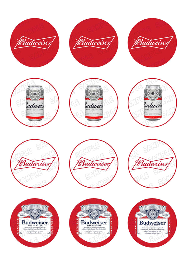 Budweiser Edible Cupcake Toppers