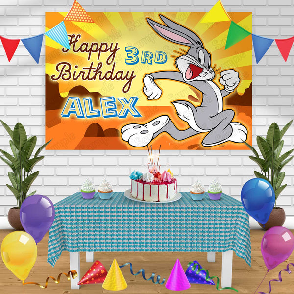 Bugs Bunny Birthday Banner Personalized Party Backdrop Decoration