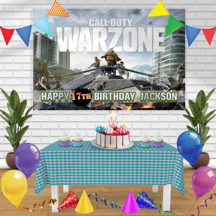 Call of Duty War Zone 1 Birthday Banner Personalized Party Backdrop Decoration