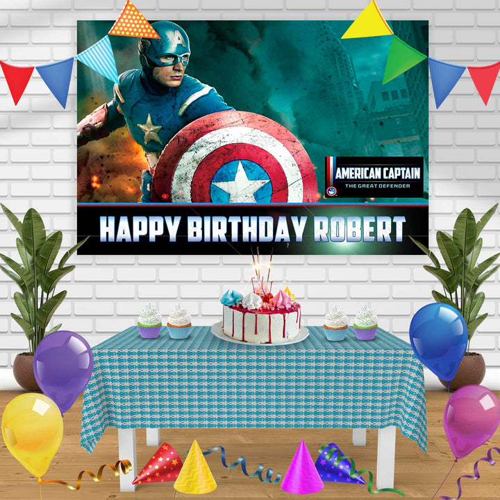 Captain America Birthday Banner Personalized Party Backdrop Decoration