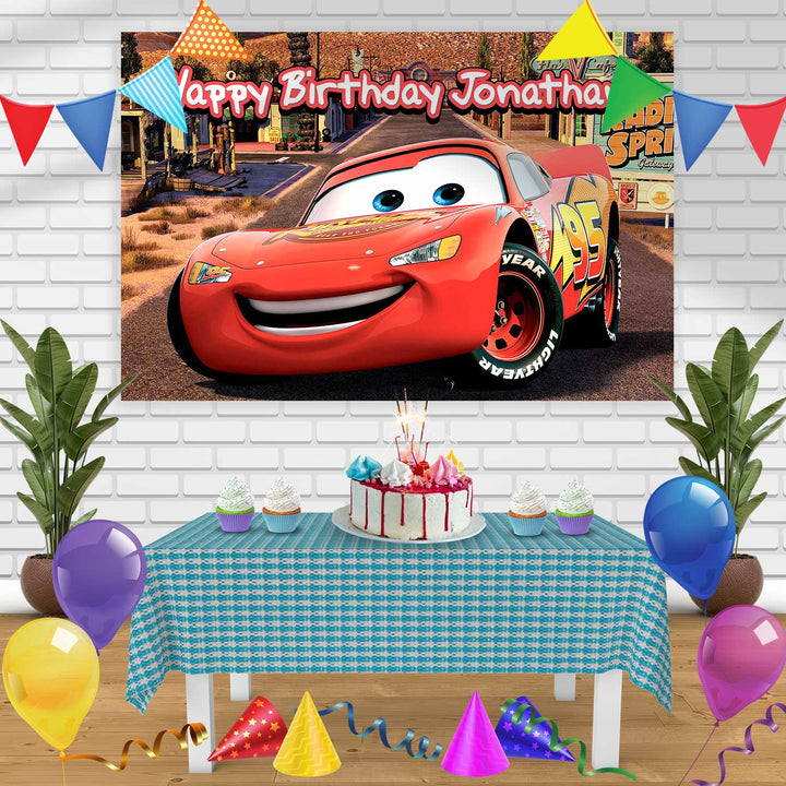 Cars 2 Birthday Banner Personalized Party Backdrop Decoration