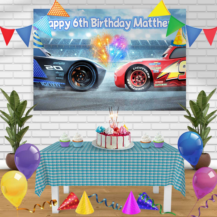 Cars 3 Birthday Banner Personalized Party Backdrop Decoration