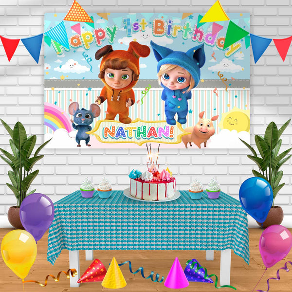 Cartoon Dave And Ava Birthday Banner Personalized Party Backdrop Decoration