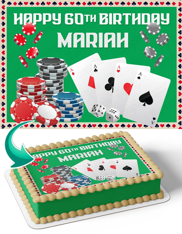 Casino Poker Desk Edible Cake Toppers