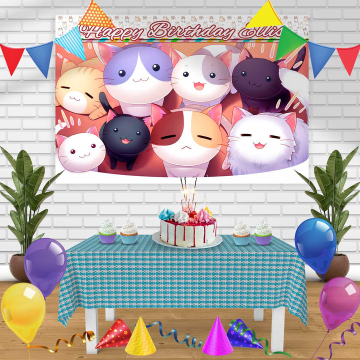 Cats Birthday Banner Personalized Party Backdrop Decoration