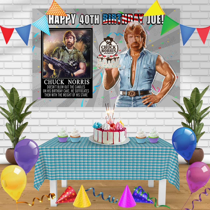Chuck Norris Birthday Banner Personalized Party Backdrop Decoration