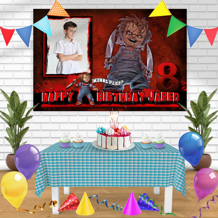 Chucky Frame Horror Birthday Banner Personalized Party Backdrop Decoration