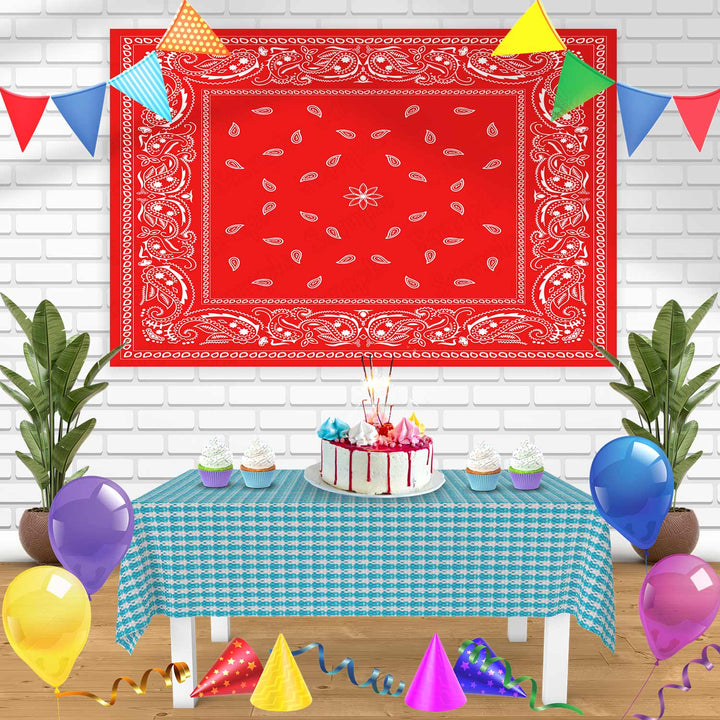 Classic Bandana Red Bn Birthday Banner Personalized Party Backdrop Decoration