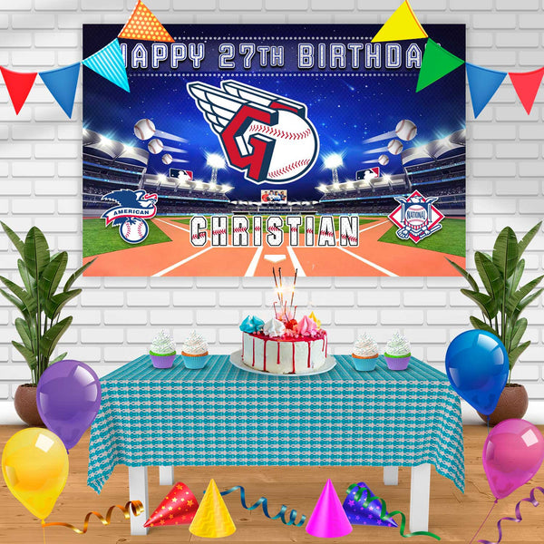 Cleveland Indians Birthday Banner Personalized Party Backdrop Decoration