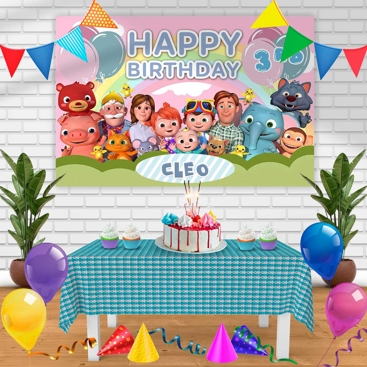 Cocomelon Coco Melon Nursery Kj Birthday Banner Personalized Party Backdrop Decoration