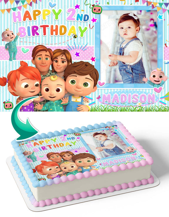 Cocomelon Girls Photo Frame Edible Cake Topper Image – Ediblecakeimage