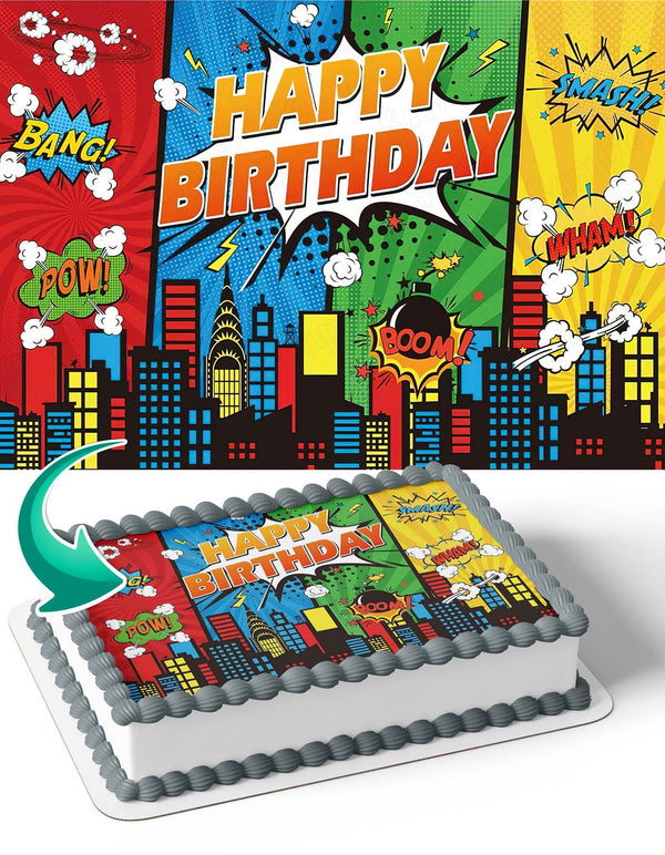 Comic Gamer Birthday Edible Cake Toppers