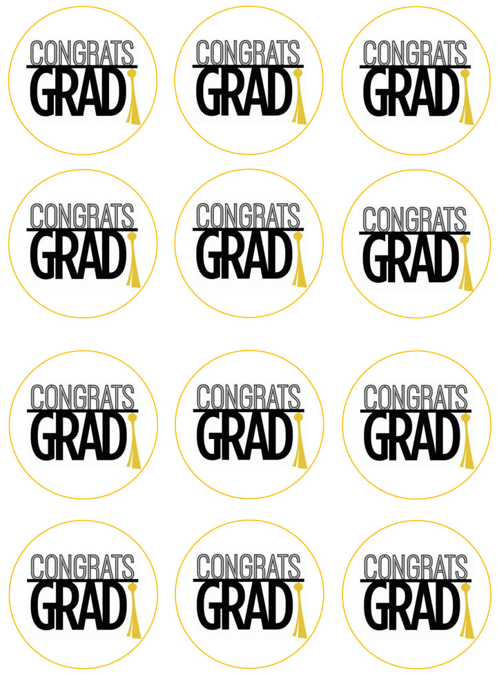 congrats grad Edible Cupcake Toppers