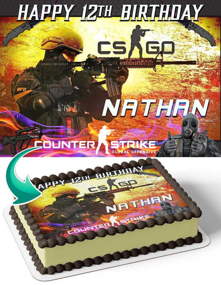 Counter Strirke Global Offensive Edible Cake Toppers