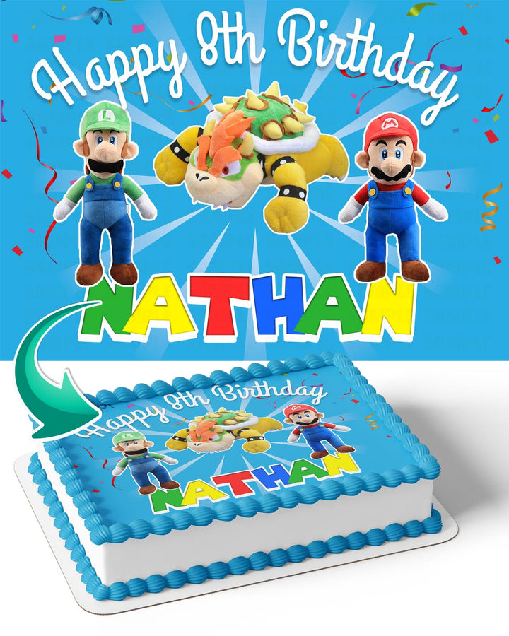 Crazy Mario Luigi Bowser Push Edible Cake Toppers