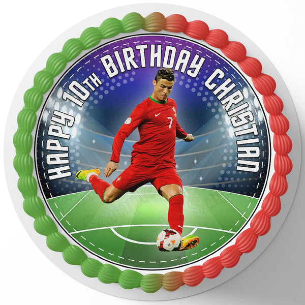 Cristiano Ronaldo CR7 RD Edible Cake Toppers Round