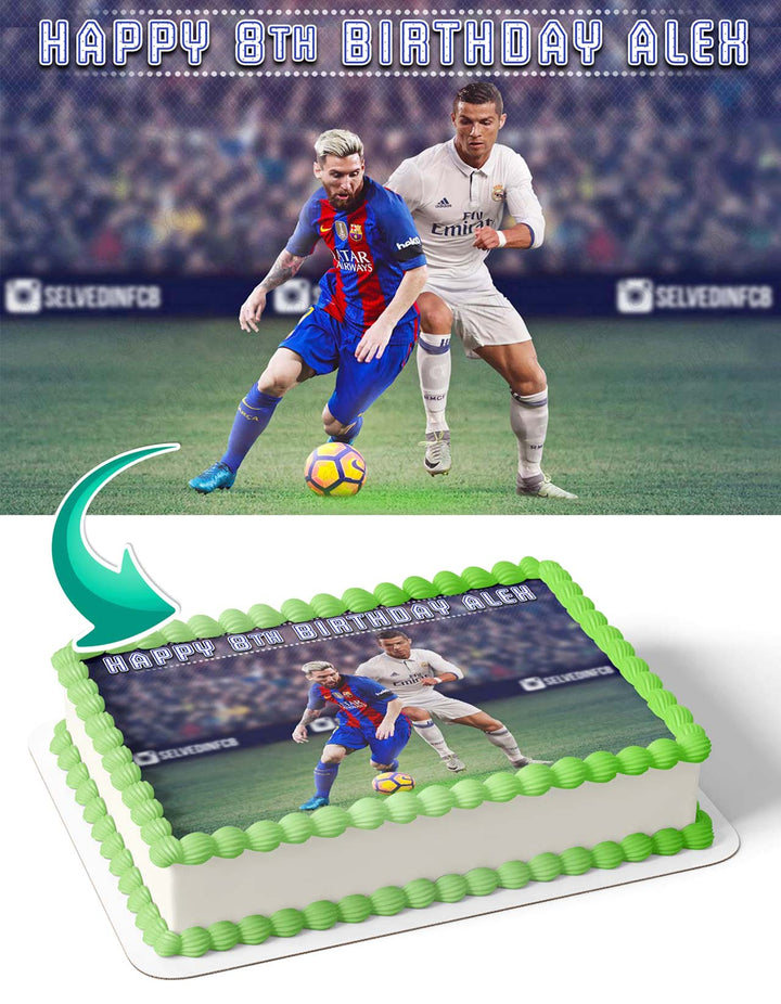 Cristiano Ronaldo Lionel Messi Edible Cake Toppers