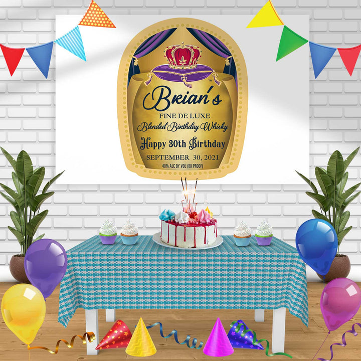 Crown Royal Whisky Original Liquor Label Birthday Banner Personalized Party Backdrop Decoration