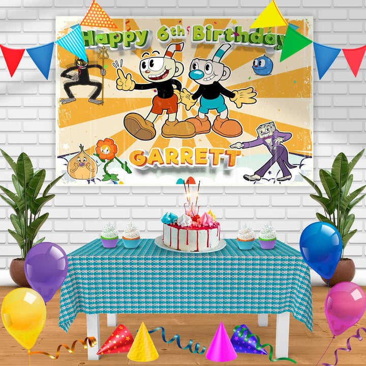 Cuphead 2022 Birthday Banner Personalized Party Backdrop Decoration