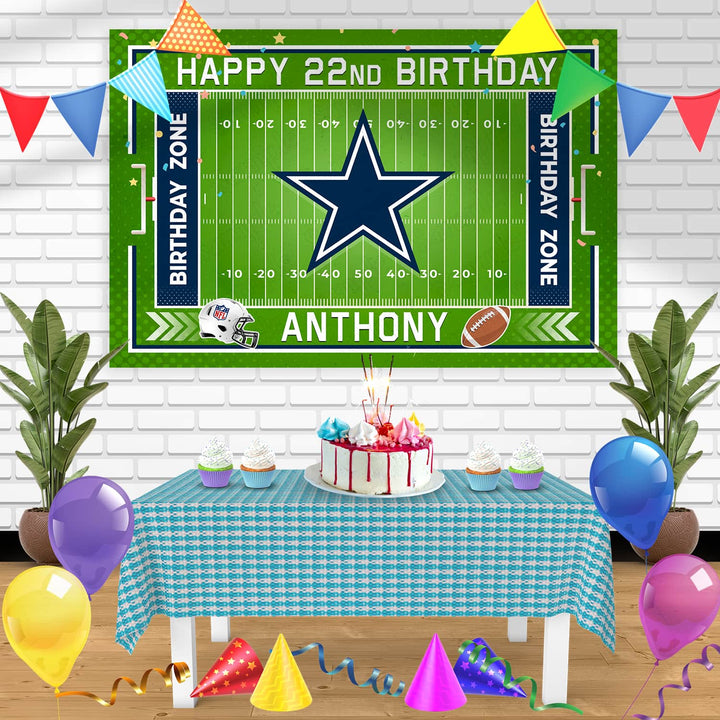 Dallas Cowboys Birthday Banner Personalized Party Backdrop Decoration