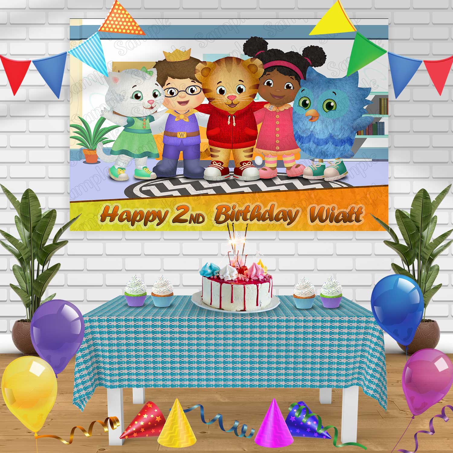 Daniel Tigers Neighborhood Birthday Banner Personalized Party Backdrop ...