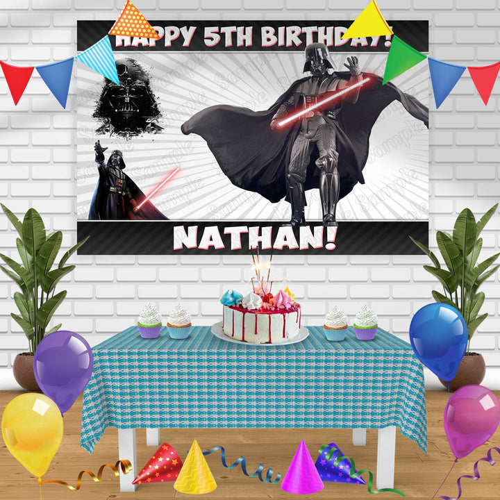 Darth Vader Birthday Banner Personalized Party Backdrop Decoration