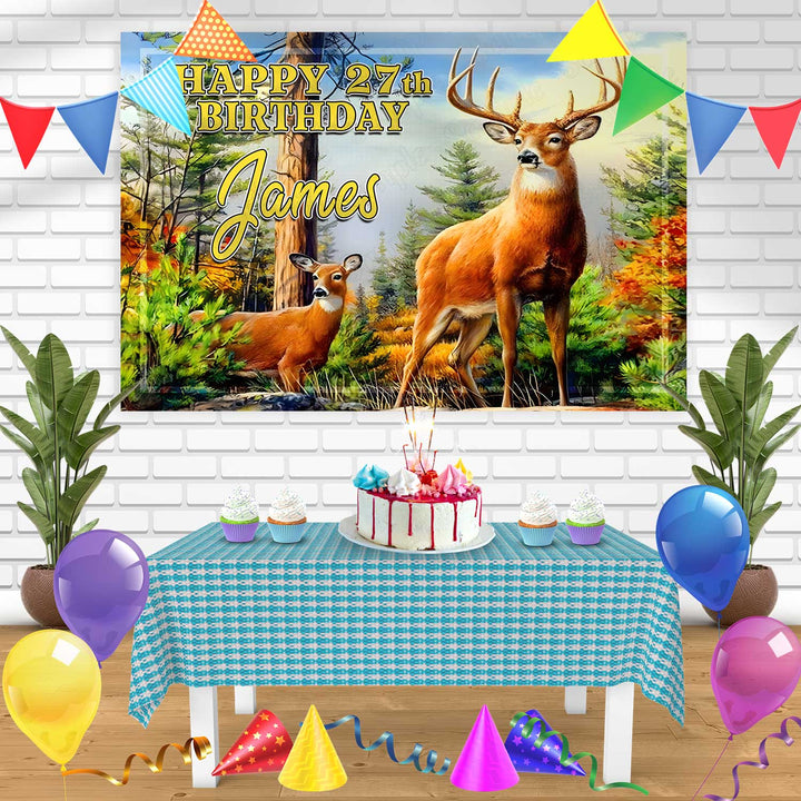 Deer Hunting Season Bn Birthday Banner Personalized Party Backdrop Decoration