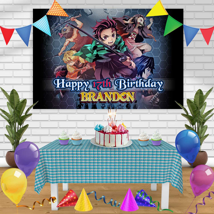 Demon Slayer Birthday Banner Personalized Party Backdrop Decoration