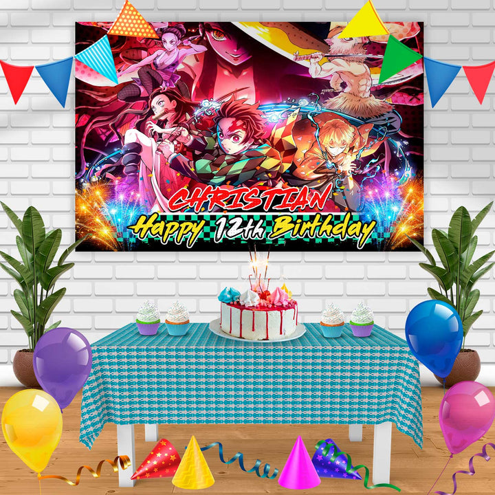Demon Slayer Kimetsu No Yaiba S02 Birthday Banner Personalized Party Backdrop Decoration