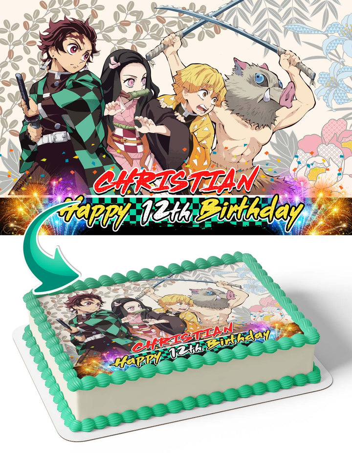 Demon Slayer Kimetsu no Yaiba Tanjiro Nezuko Edible Cake Toppers