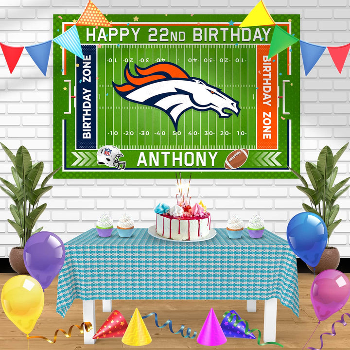 Denver Broncos Birthday Banner Personalized Party Backdrop Decoration