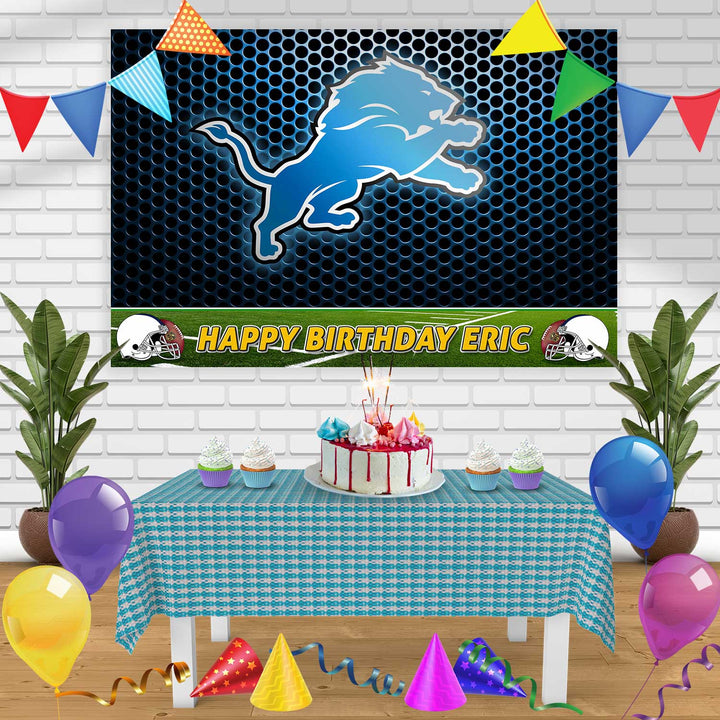 Detroit Lions Birthday Banner Personalized Party Backdrop Decoration