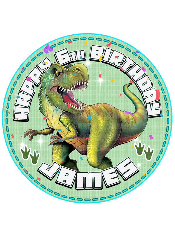 Dinosaur TRex Edible Cake Toppers Round