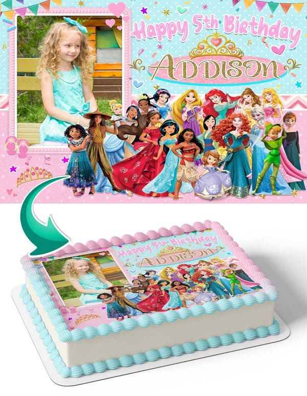 Disney Princess Photo Frame Edible Cake Topper Image
