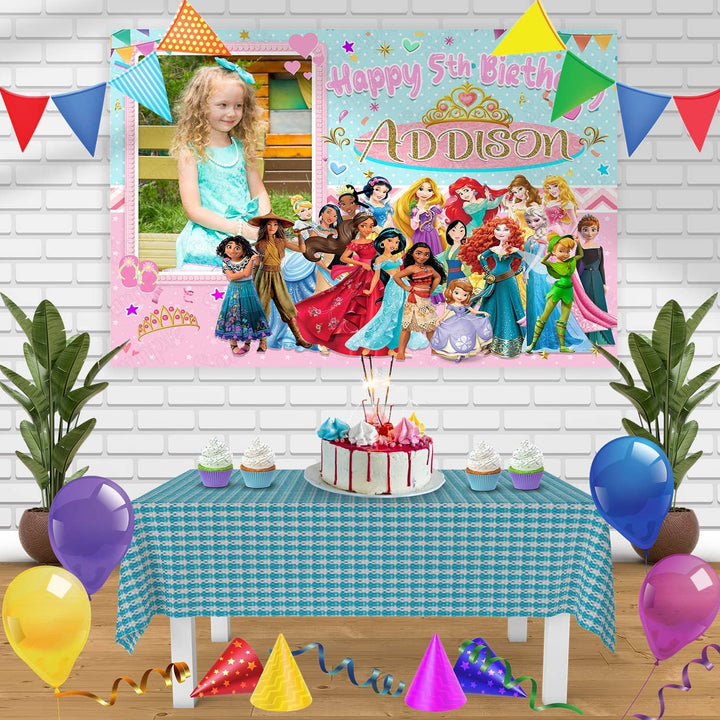 Disney Princess Frame Birthday Banner Personalized Party Backdrop Decoration