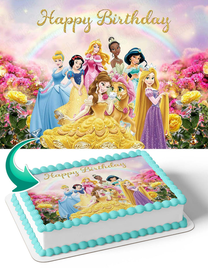 Disney Princess Snow White Cinderella Aurora Jasmine Tiana Rapunzel Edible  Cake Toppers – Ediblecakeimage