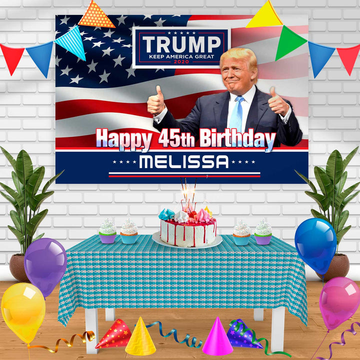 Donald Trump 2024 Make America Great Again Birthday Banner Personalized Party Backdrop Decoration