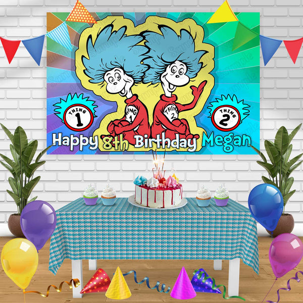 Dr SeussThing 1 and Thing 2 Birthday Banner Personalized Party Backdrop Decoration