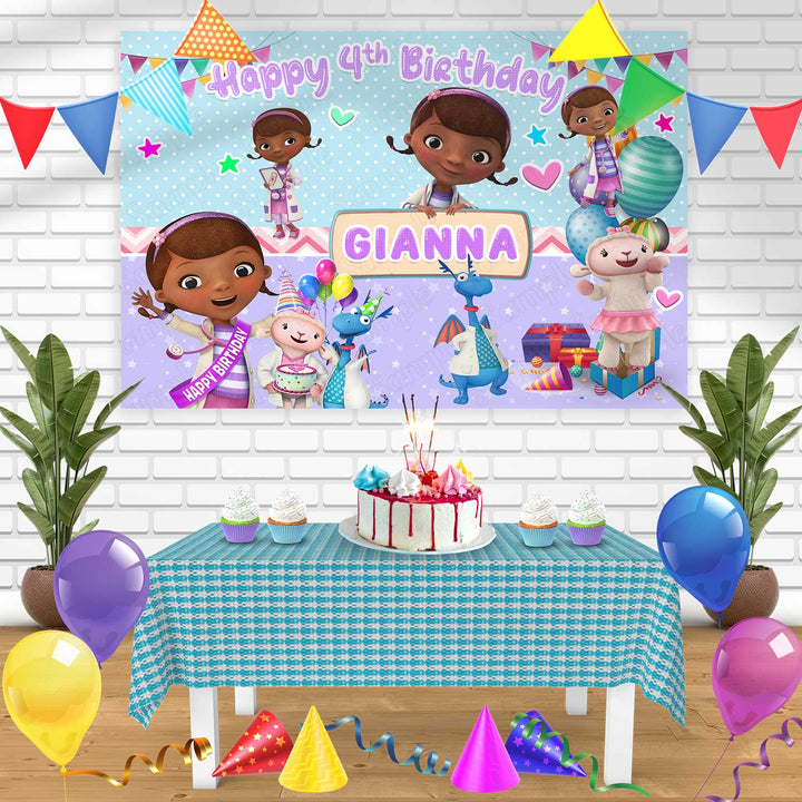 Dr Mcstuffins Cute Lambie The Doc Bn Birthday Banner Personalized Party Backdrop Decoration
