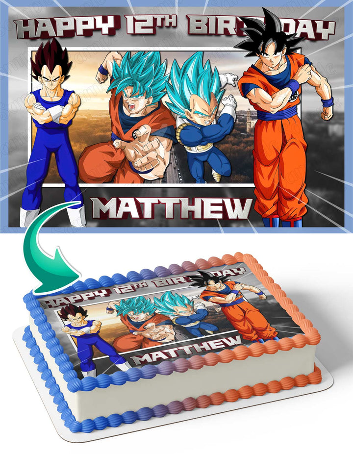 Dragon Ball Z Goku vs Vegeta Saiyan Edible Cake Toppers