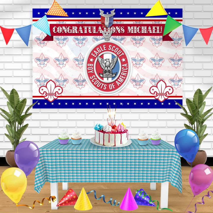 Eagle Scout Congratulations Birthday Banner Personalized Party Backdrop Decoration