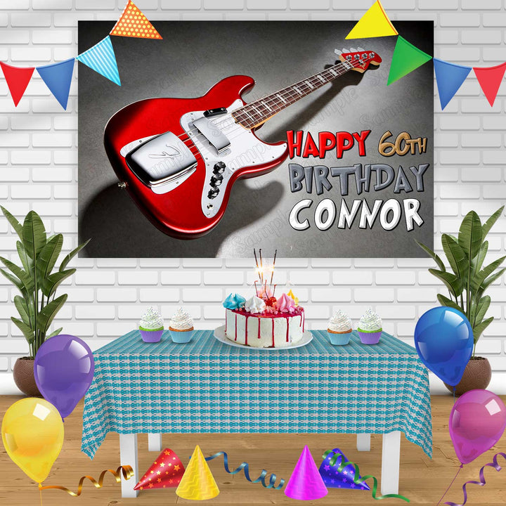 Electric Guitar Birthday Banner Personalized Party Backdrop Decoration