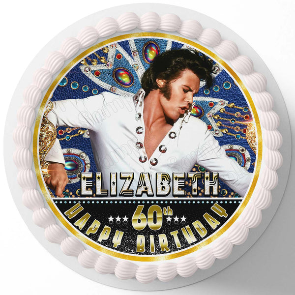 Elvis Presley Movie Singer King Edible Cake Toppers Round