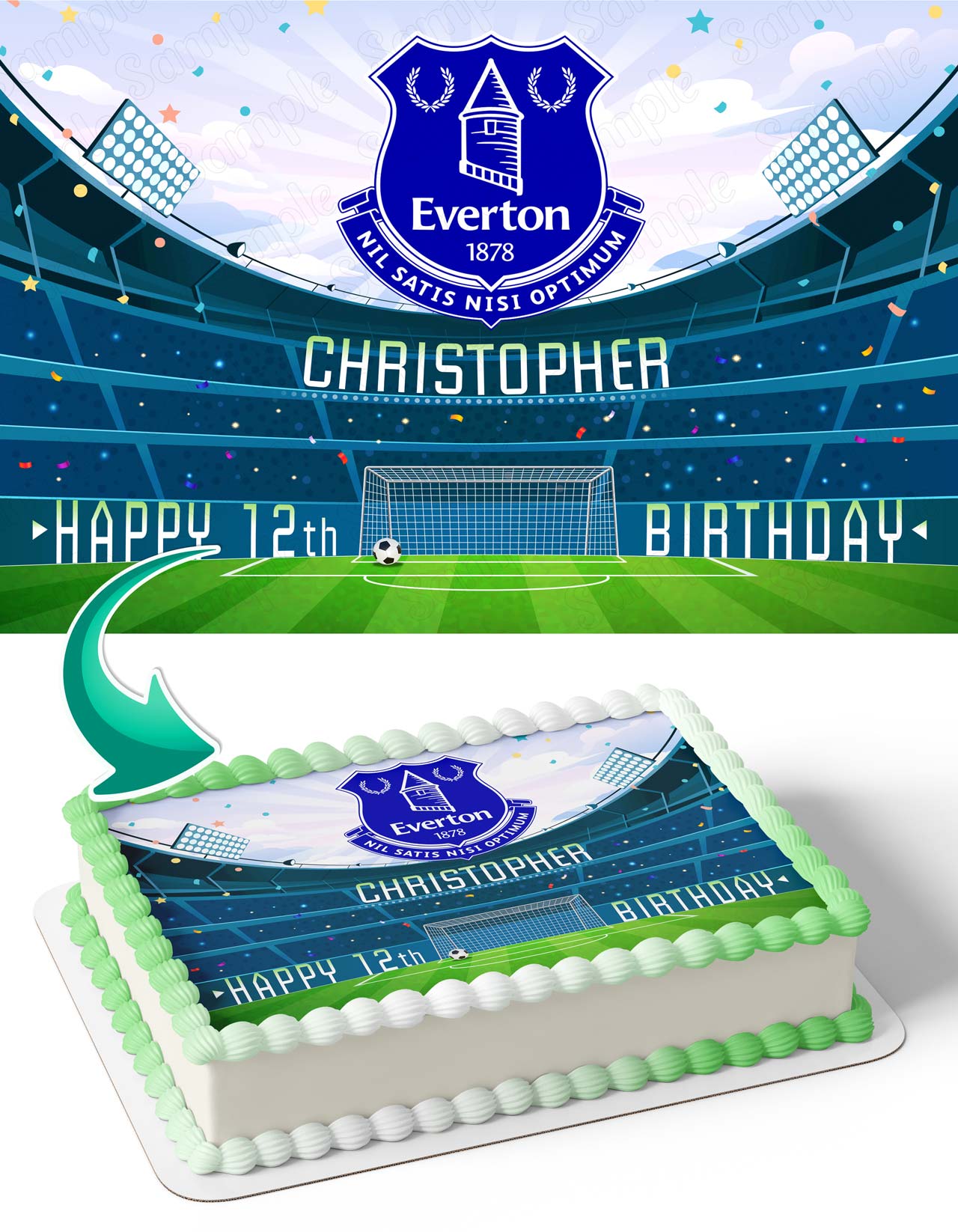 Goodison Park Everton Stadium A PERSONALISED Edible Cake/Cupcake Topper  Football | eBay