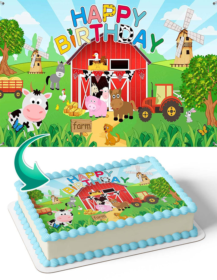 Farm Animals Pic Cow Sheep Horse Chicken Friends Edible Cake Toppers